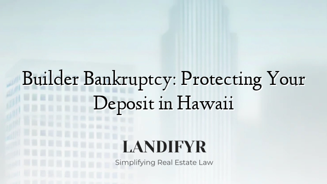 Builder Bankruptcy: Protecting Your Deposit in Hawaii