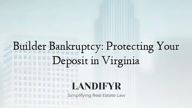 Builder Bankruptcy: Protecting Your Deposit in Virginia