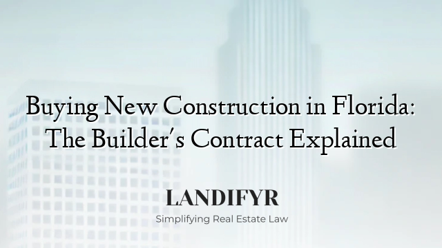 Buying New Construction in Florida: The Builder's Contract Explained