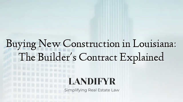 Buying New Construction in Louisiana: The Builder's Contract Explained