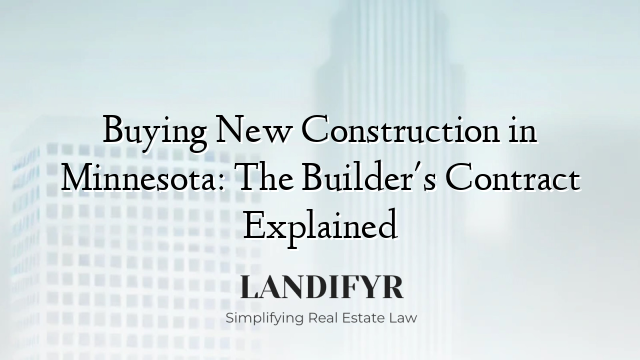 Buying New Construction in Minnesota: The Builder's Contract Explained