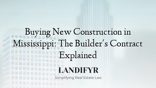 Buying New Construction in Mississippi: The Builder's Contract Explained