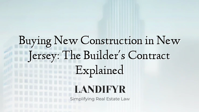 Buying New Construction in New Jersey: The Builder's Contract Explained