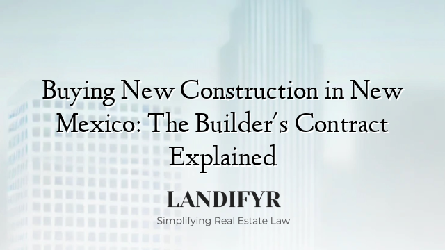 Buying New Construction in New Mexico: The Builder's Contract Explained