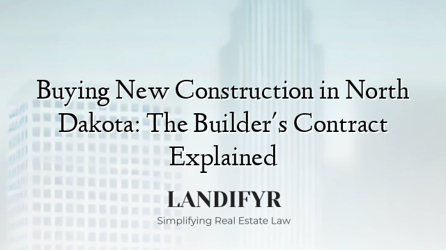 Buying New Construction in North Dakota: The Builder's Contract Explained