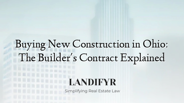 Buying New Construction in Ohio: The Builder's Contract Explained
