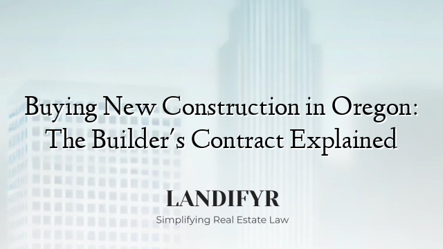 Buying New Construction in Oregon: The Builder's Contract Explained