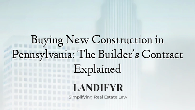 Buying New Construction in Pennsylvania: The Builder's Contract Explained