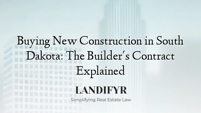 Buying New Construction in South Dakota: The Builder's Contract Explained