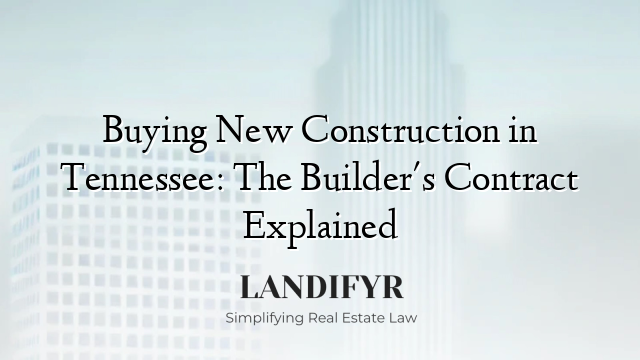Buying New Construction in Tennessee: The Builder's Contract Explained