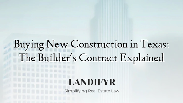 Buying New Construction in Texas: The Builder's Contract Explained
