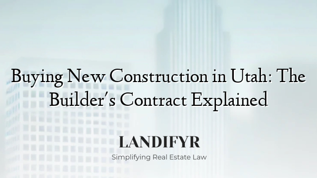 Buying New Construction in Utah: The Builder's Contract Explained