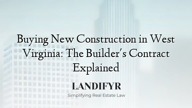 Buying New Construction in West Virginia: The Builder's Contract Explained