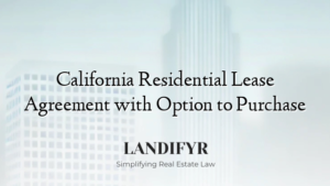 California Residential Lease Agreement with Option to Purchase