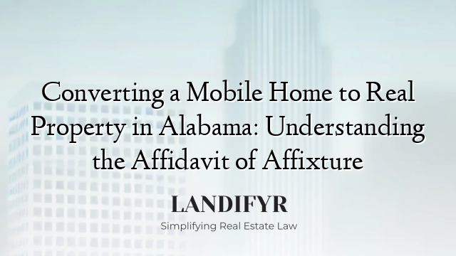 Converting a Mobile Home to Real Property in Alabama: Understanding the Affidavit of Affixture