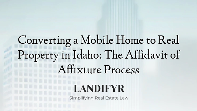 Converting a Mobile Home to Real Property in Idaho: The Affidavit of Affixture Process