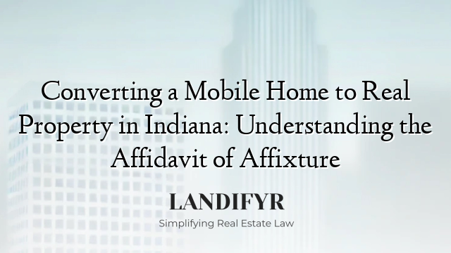 Converting a Mobile Home to Real Property in Indiana: Understanding the Affidavit of Affixture
