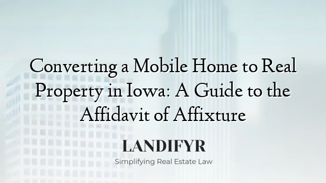Converting a Mobile Home to Real Property in Iowa: A Guide to the Affidavit of Affixture