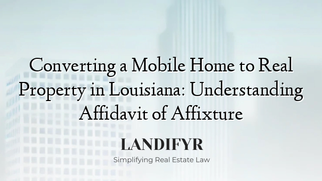 Converting a Mobile Home to Real Property in Louisiana: Understanding Affidavit of Affixture