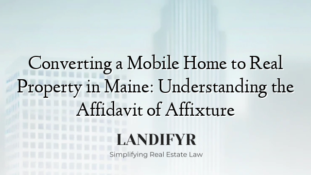 Converting a Mobile Home to Real Property in Maine: Understanding the Affidavit of Affixture