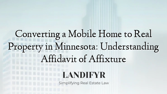 Converting a Mobile Home to Real Property in Minnesota: Understanding Affidavit of Affixture