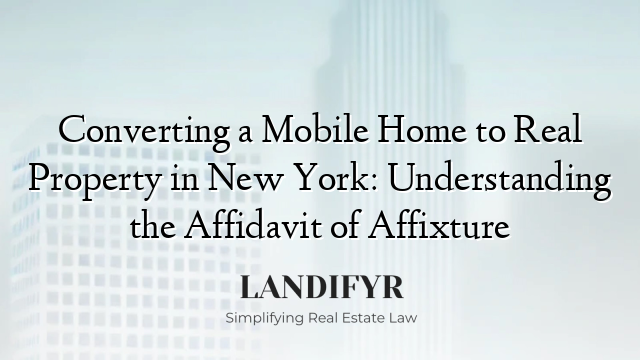 Converting a Mobile Home to Real Property in New York: Understanding the Affidavit of Affixture