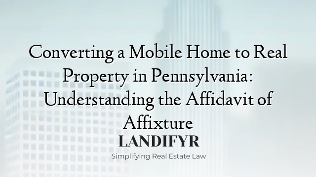 Converting a Mobile Home to Real Property in Pennsylvania: Understanding the Affidavit of Affixture