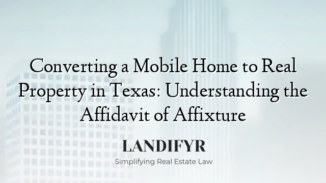 Converting a Mobile Home to Real Property in Texas: Understanding the Affidavit of Affixture