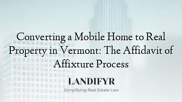 Converting a Mobile Home to Real Property in Vermont: The Affidavit of Affixture Process