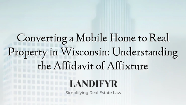 Converting a Mobile Home to Real Property in Wisconsin: Understanding the Affidavit of Affixture