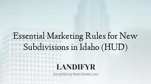 Essential Marketing Rules for New Subdivisions in Idaho (HUD)