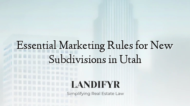 Essential Marketing Rules for New Subdivisions in Utah