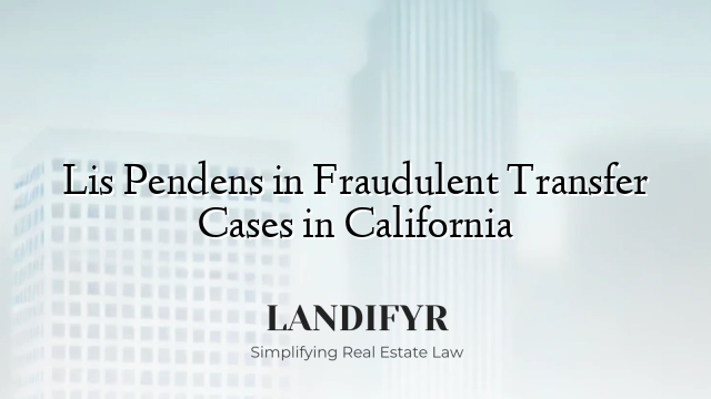 Lis Pendens in Fraudulent Transfer Cases in California