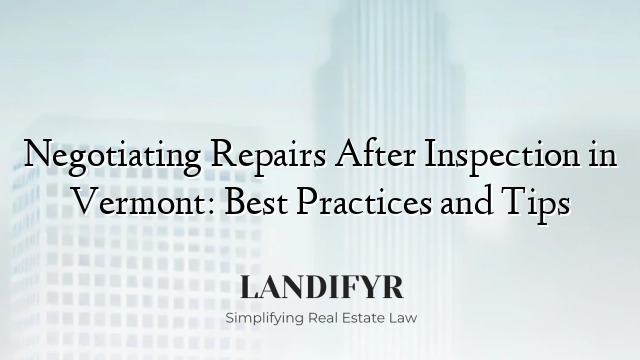Negotiating Repairs After Inspection in Vermont: Best Practices and Tips