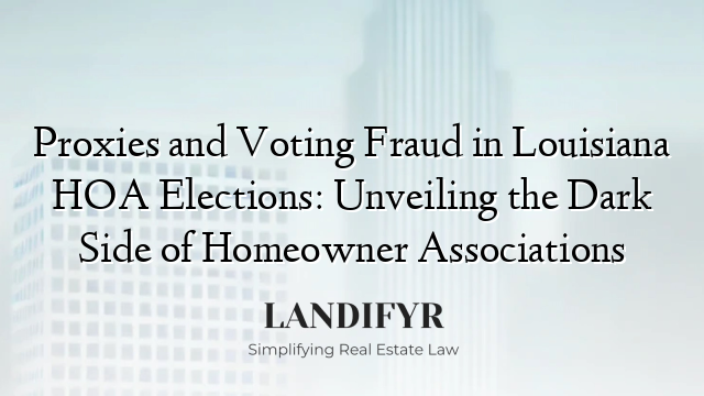 Proxies and Voting Fraud in Louisiana HOA Elections: Unveiling the Dark Side of Homeowner Associations