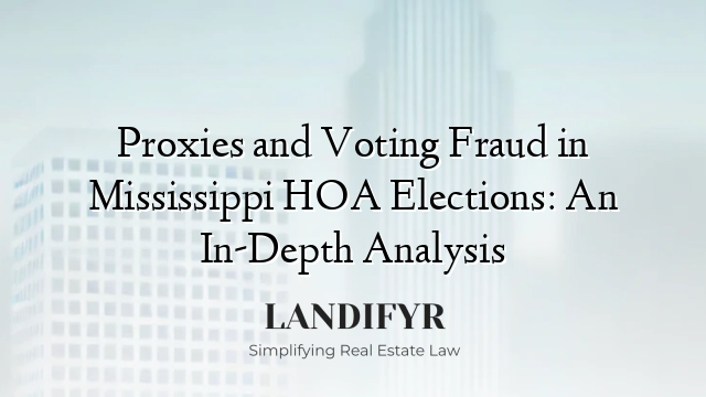 Proxies and Voting Fraud in Mississippi HOA Elections: An In-Depth Analysis