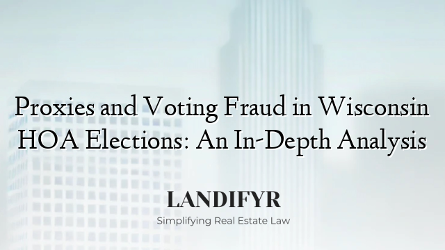 Proxies and Voting Fraud in Wisconsin HOA Elections: An In-Depth Analysis