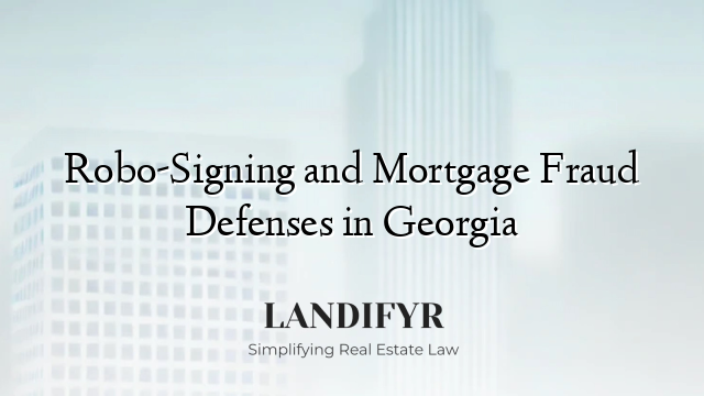 Robo-Signing and Mortgage Fraud Defenses in Georgia