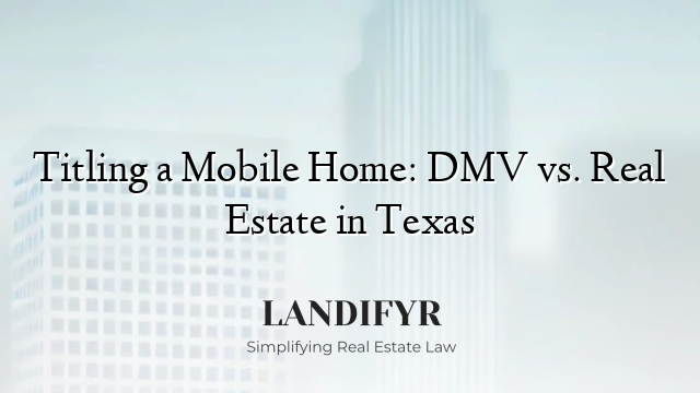 Titling a Mobile Home: DMV vs. Real Estate in Texas