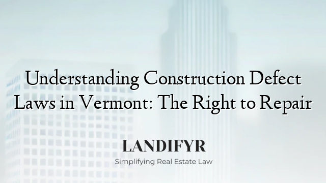 Understanding Construction Defect Laws in Vermont: The Right to Repair