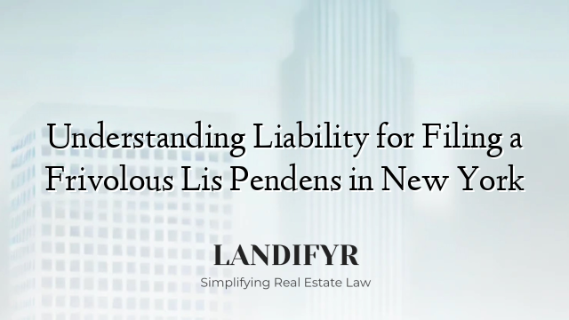 Understanding Liability for Filing a Frivolous Lis Pendens in New York