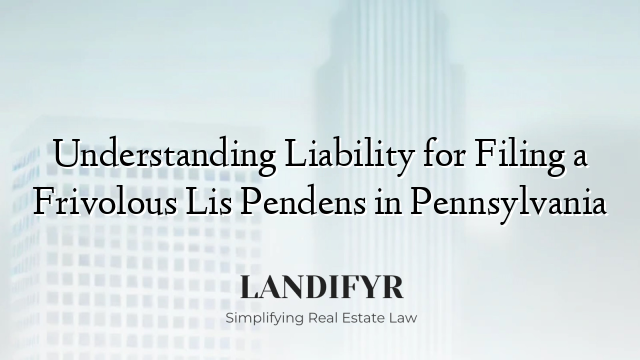 Understanding Liability for Filing a Frivolous Lis Pendens in Pennsylvania