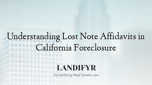 Understanding Lost Note Affidavits in California Foreclosure