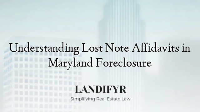 Understanding Lost Note Affidavits in Maryland Foreclosure