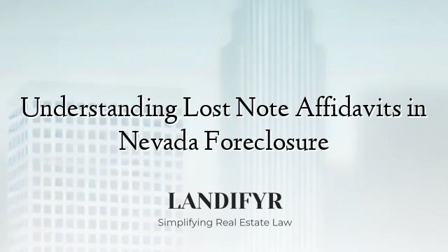 Understanding Lost Note Affidavits in Nevada Foreclosure