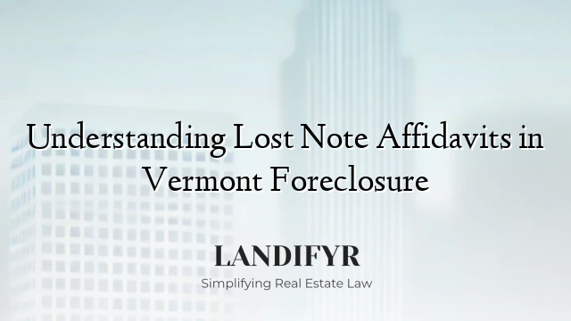 Understanding Lost Note Affidavits in Vermont Foreclosure