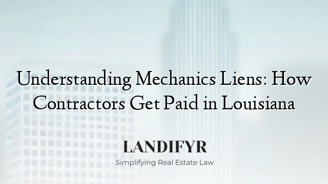 Understanding Mechanics Liens: How Contractors Get Paid in Louisiana