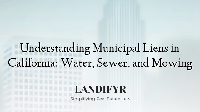 Understanding Municipal Liens in California: Water, Sewer, and Mowing