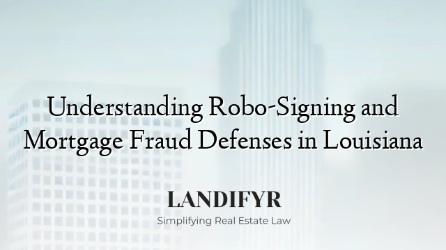 Understanding Robo-Signing and Mortgage Fraud Defenses in Louisiana