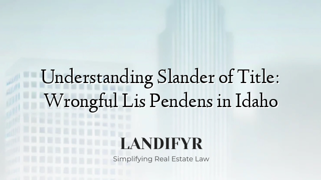 Understanding Slander of Title: Wrongful Lis Pendens in Idaho